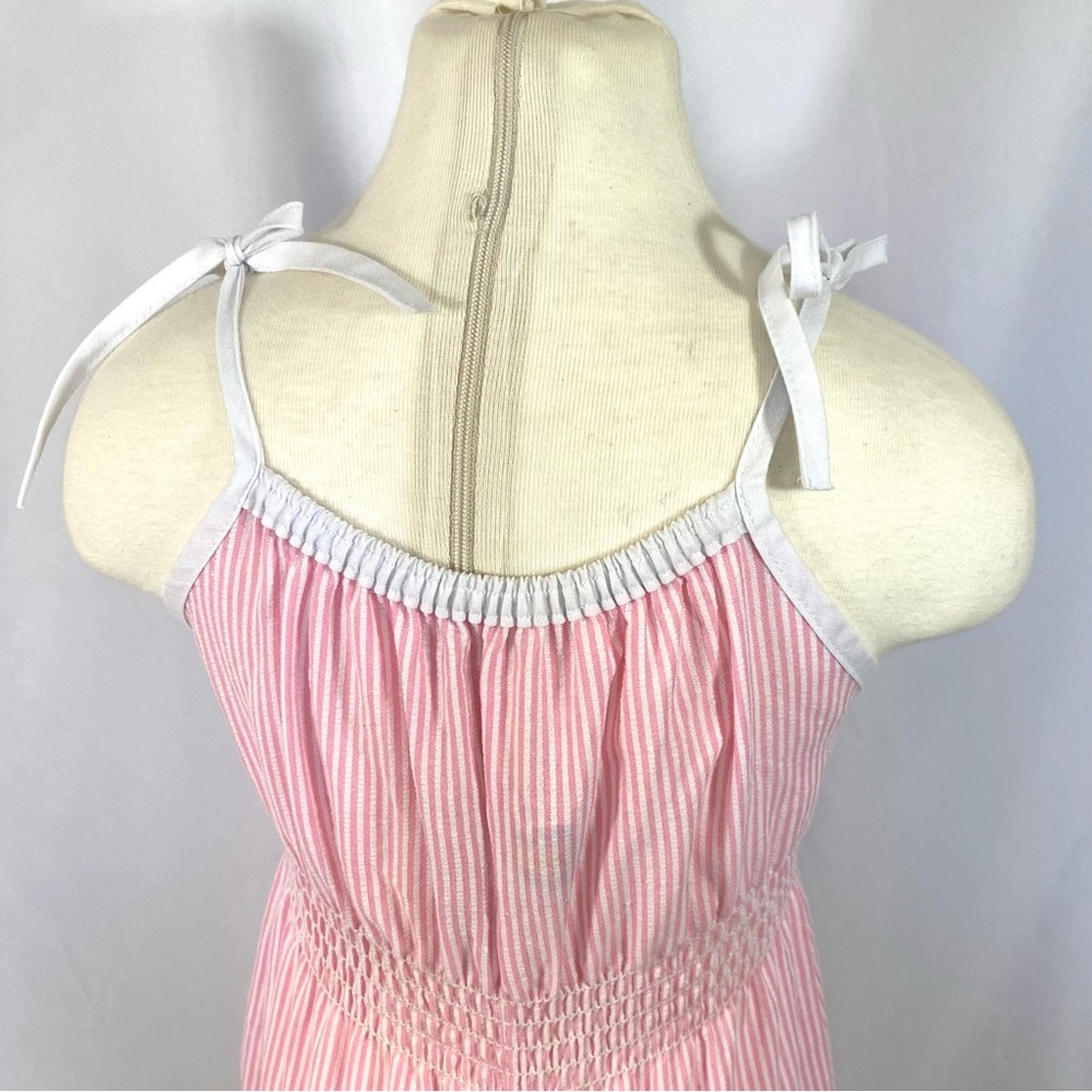 Vintage 80’s Pink Striped Smocked Romper 3T 2T Playsuit Summer Embroidered - Picture 6 of 12